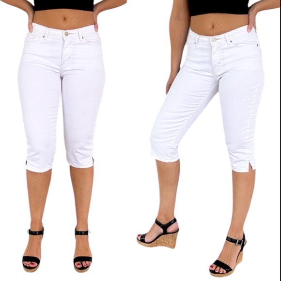 Lee white modern series mid rise fit cotton stretch capri pants size medium - Picture 1 of 14